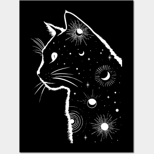 Black Galaxy Cat Posters and Art